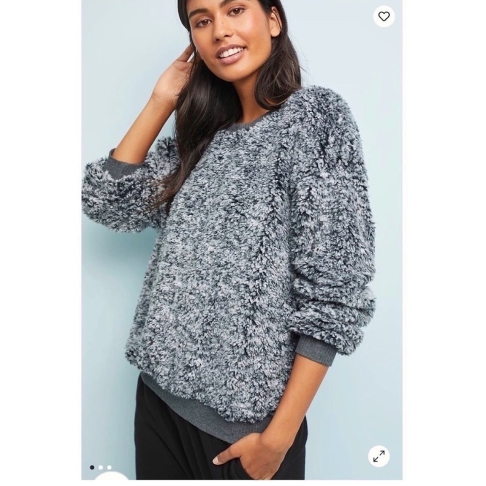 Sunday in Brooklyn Sherpa Gray Crewneck pullover Sweater women small